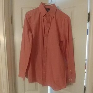 Stafford fitted pink and white pinstripe shirt.